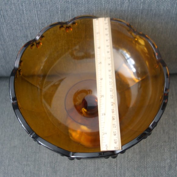 Vintage Amber Pedestal Glass Bowl - Picture 10 of 11